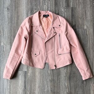 Love Tree Jacket Pink Faux Leather Long Sleeve Jacket Size Medium